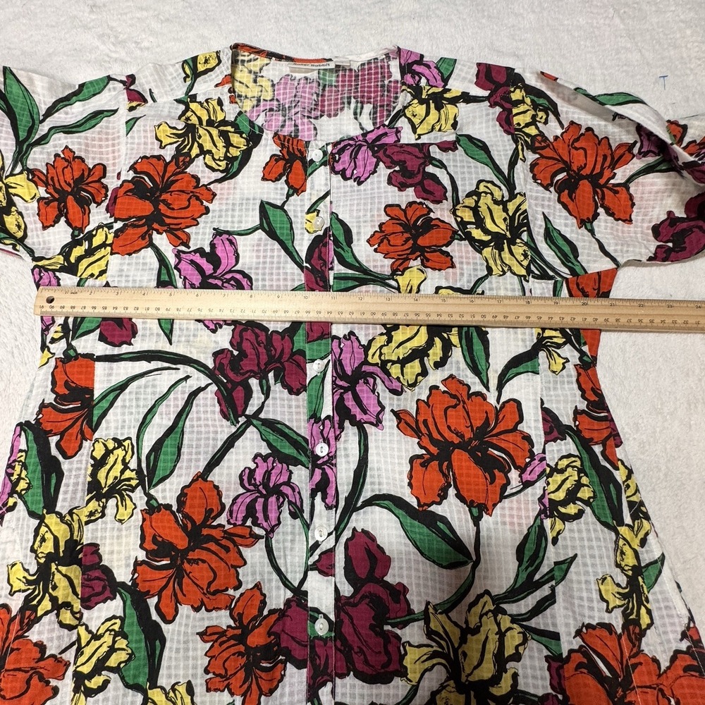 Roller Rabbit Women Floral Button Front Maxi Dress Long Sleeve White Multi Large - Picture 8 of 8